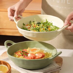 SOUJOY Set of 6 Soup Bowl, 20oz Ceramic Cereal Bowls with Handles, Irregular Shape Individual Salad Bowl for Soup, Pasta, Ice Cream, Fruits, Dessert, Appetizer, Rice, Matte Glazed
