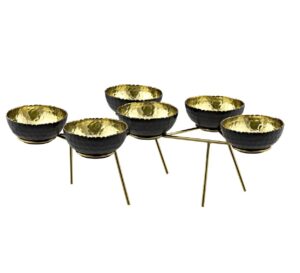 godinger stainless steel gold and black appetizer, dessert, fruit bowls on stand, set of 6
