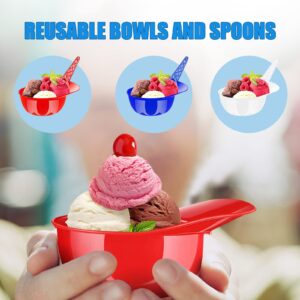 LIZHOUMIL 30 Pack Mini Baseball Helmet Ice Cream Snack Bowl 8 oz Dessert Cups with 50 Spoons, Plastic Baseball Sundae Ice Cream Cup for Sports, Birthday Party, Dessert Serving