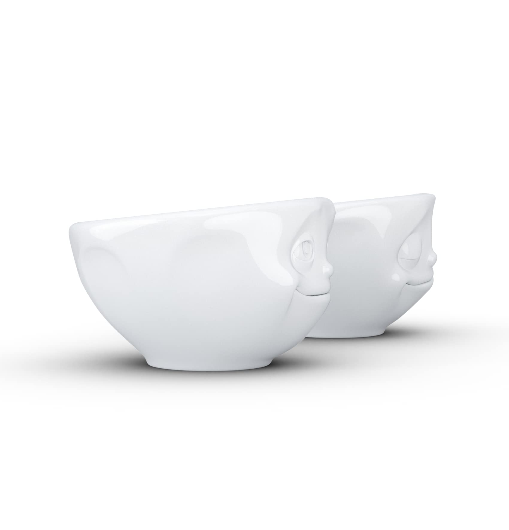 TASSEN Small Porcelain Bowl Set No. 2, Happy & Dreamy Face, 3.3 oz. White (Set of 2 Bowls)