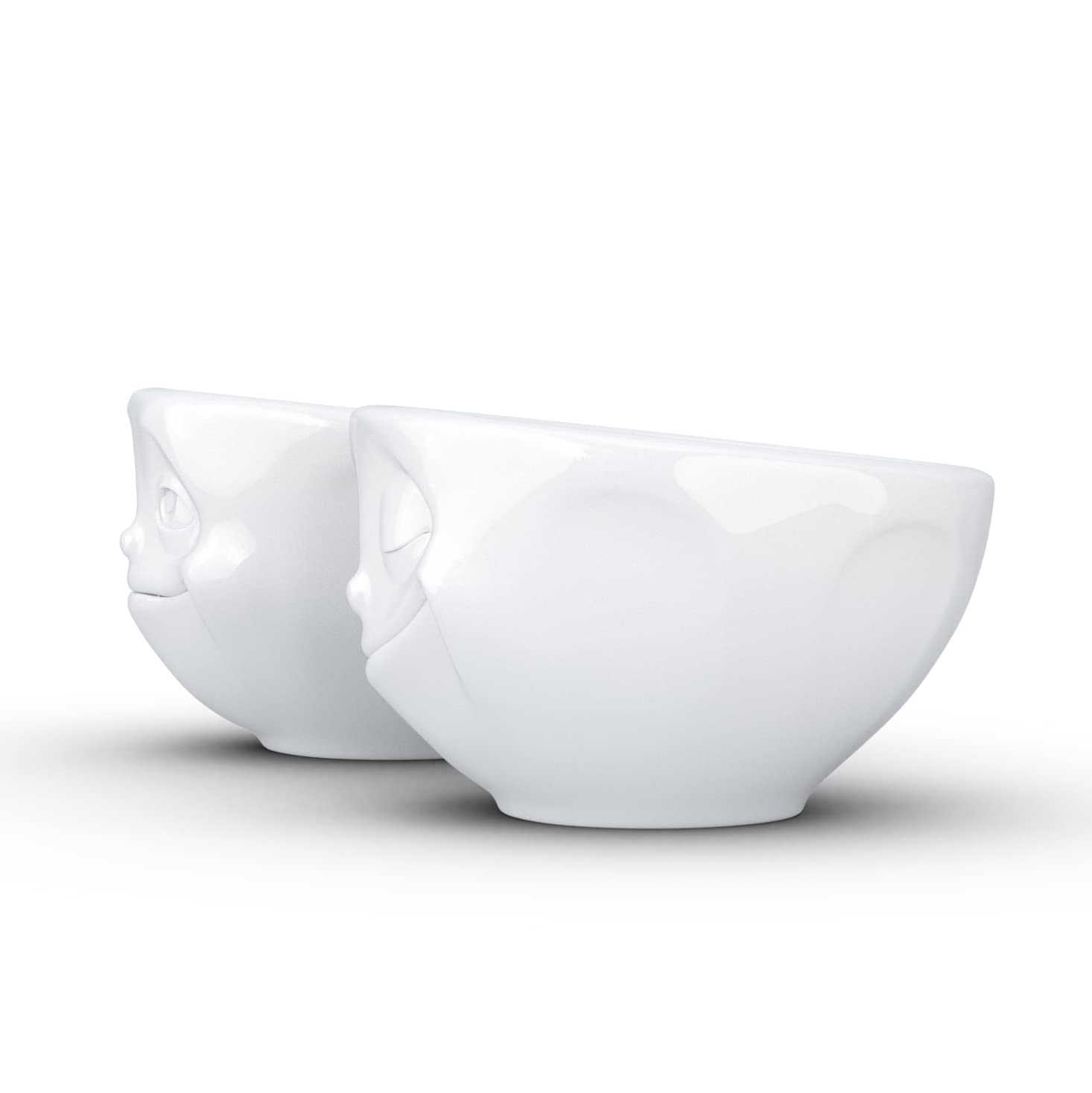 TASSEN Small Porcelain Bowl Set No. 2, Happy & Dreamy Face, 3.3 oz. White (Set of 2 Bowls)