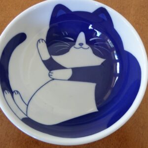 1 PC. Japanese 4.75"D Cereal, Rice Soup Bowl Porcelain OREO Cat/Made in Japan