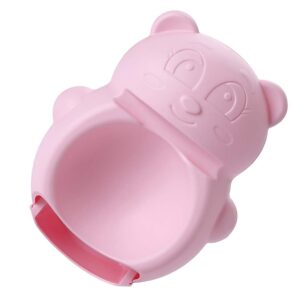 hemoton double layer snack bowl with phone holder bear shape lazy candy dish nut serving plate organizer for pistachio sunflower seeds edamame (pink)