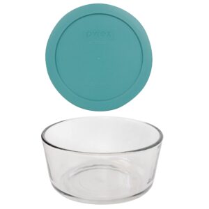 pyrex (1 7201 4 cup glass bowl & (1) 7201-pc turquoise lid made in the usa