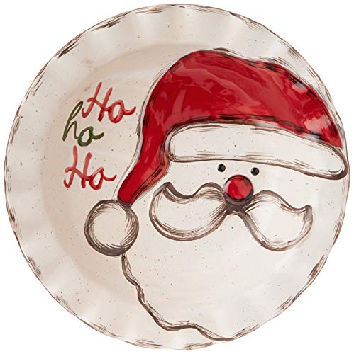 Mud Pie Santa Farm Salad Bowl, 2 Piece Set, White, 46000178, tray 3" x 13" | spoon 12"