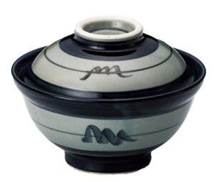 japanese 6.1 inches diameter porcelain mashiko sansui donburi ramen noodle soup rice bowl with lid grey m51914