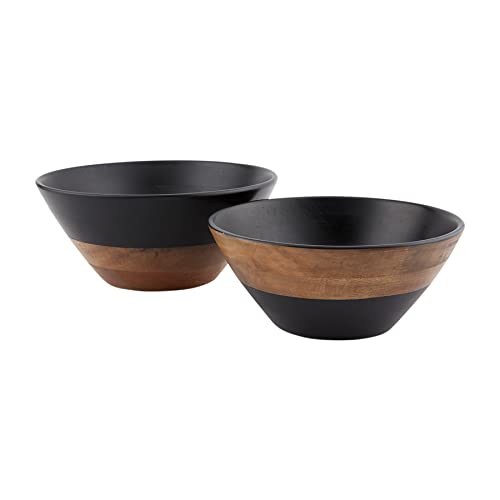 Mud Pie Wood Nested Bowls, Black, small 5" x 12" dia | large 6" x 14" dia