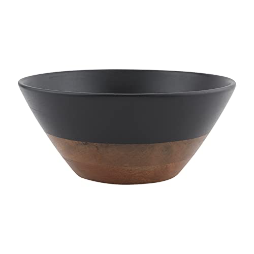 Mud Pie Wood Nested Bowls, Black, small 5" x 12" dia | large 6" x 14" dia