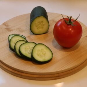 Bamboo Salad Bowl with Serving Spoons, Wooden Bamboo Lid and Cutting Board. Large 9.8 Inch Mixing, Fruit, Food, Dessert, Storage Bowl Set. Lightweight, Dishwasher Safe. White