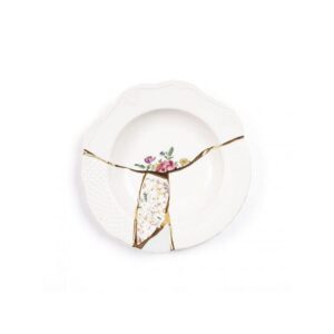 seletti 09623 kintsugi collection soup plate in porcelain 9"