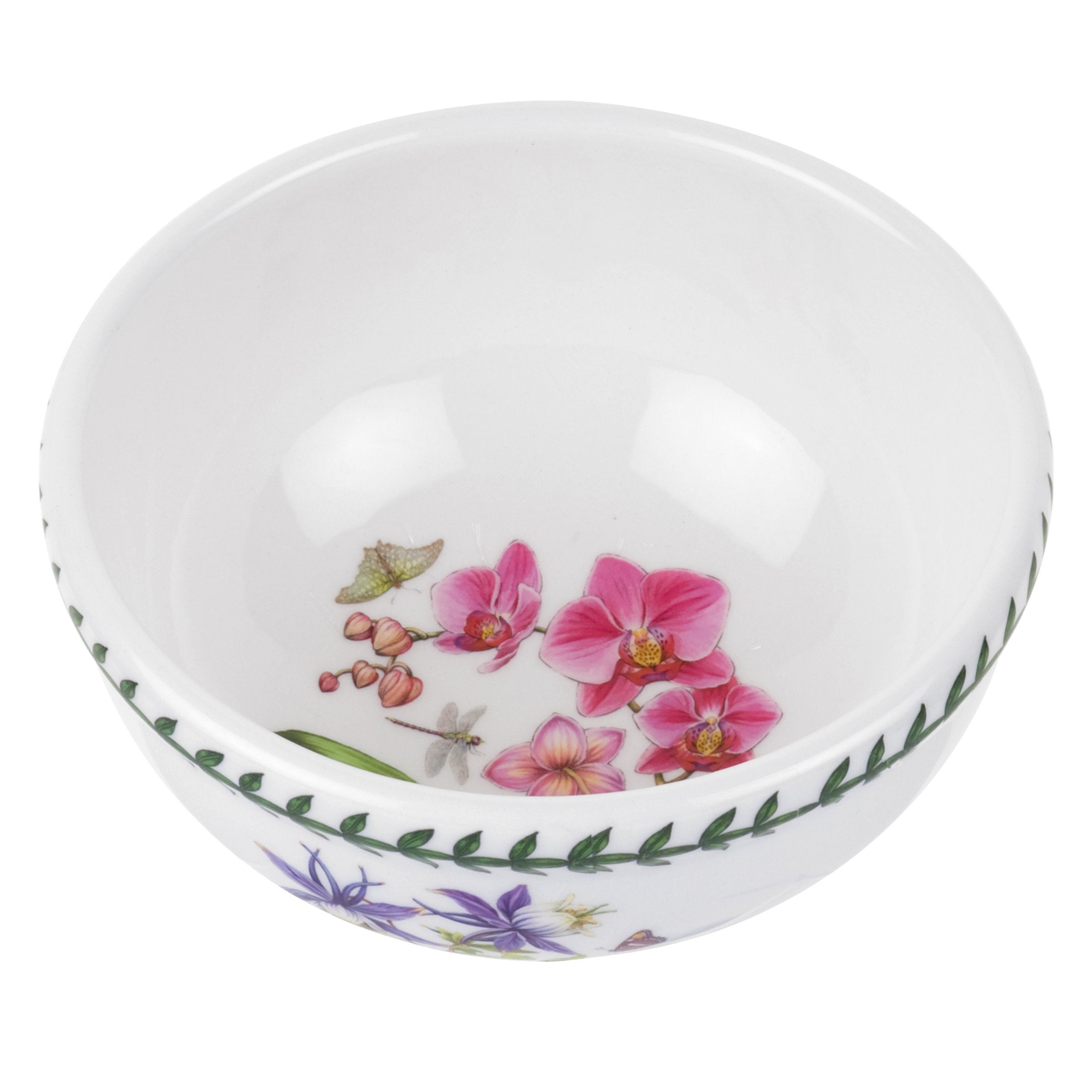 Portmeirion Exotic Botanic Garden 5.5” Individual Fruit Salad Bowl with Moth Orchid Motif | Dishwasher, Microwave, and Oven Safe | For Cereal, Breakfast, or Dessert | Made in England