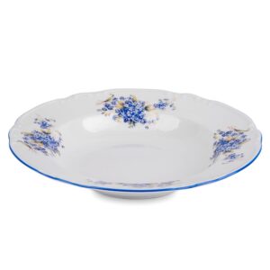 THUN Deep Plate Pasta Bowl Dinnerware Forget-Me-Nots Porcelain Soup Plates Set of 4 Dinner Plate Serving Plate 9.06" (23 cm) Soup Bowl