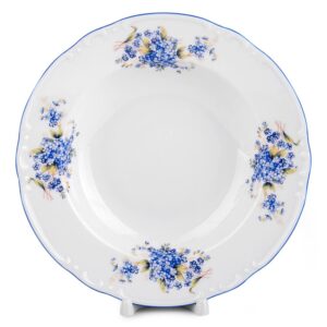 THUN Deep Plate Pasta Bowl Dinnerware Forget-Me-Nots Porcelain Soup Plates Set of 4 Dinner Plate Serving Plate 9.06" (23 cm) Soup Bowl