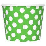 uniq [1,000 count green polka dot disposable ice cream bowls - 12 oz paper ice cream cups disposable - perfect for hot or cold foods! - ice cream bar supplies frozen dessert supplies