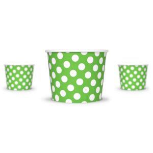 UNIQ [1,000 Count Green Polka Dot Disposable Ice Cream Bowls - 12 oz Paper Ice Cream Cups Disposable - Perfect For Hot or Cold Foods! - Ice Cream Bar Supplies Frozen Dessert Supplies