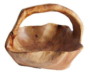 greener valley hand-crafted root wood live edge basket (medium-large - 12-13")
