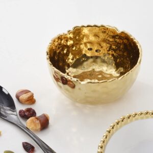 Pampa Bay Golden Millennium 4-inch Porcelain Snack Bowl, Gold