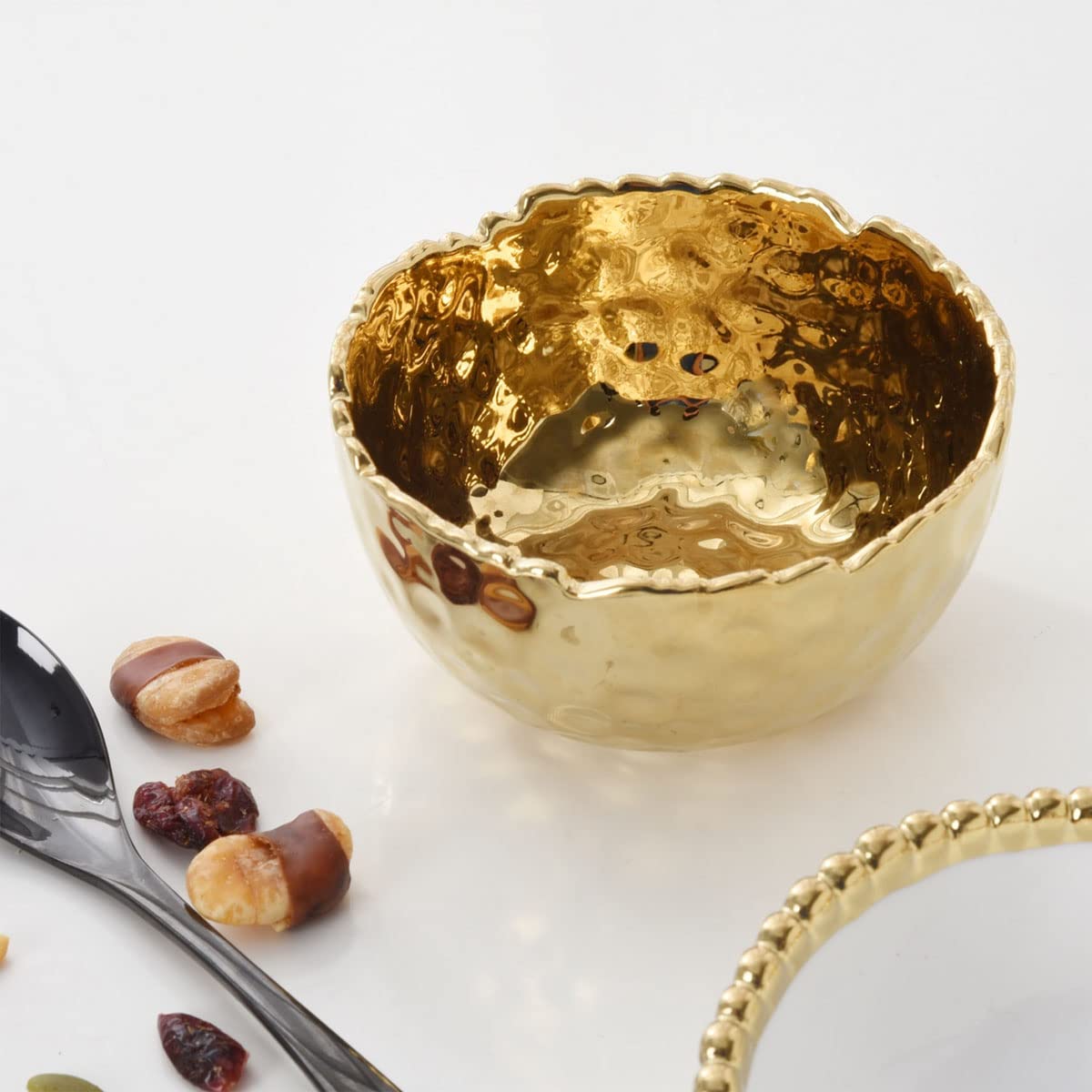 Pampa Bay Golden Millennium 4-inch Porcelain Snack Bowl, Gold