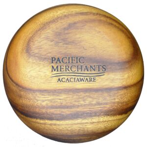 PACIFIC MERCHANTS Acacia Wood 7-Piece Round 12" x 4" Large Salad Bowl Set with Four 6" x 3" Salad Bowls and Servers