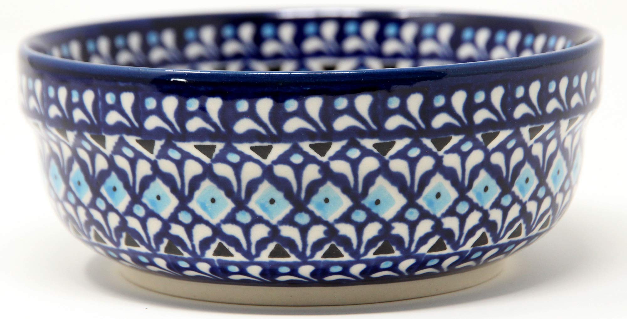 Polish Pottery Bowl 6 Inch From Zaklady Ceramiczne Boleslawiec Blue Diamond Dream Pattern, Height: 2.5" Diameter: 6" Capacity: 24 Oz.