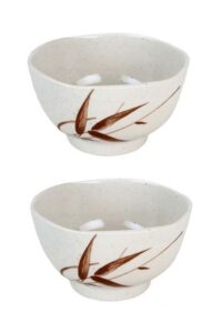 japanbargain 2403, set of 2 japanese style soup bowl miso soup bowl rice bowl snack bowl dessert bowl appetizer bowl salad bowl, beige reed, 10 oz