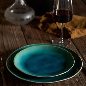 Costa Nova Ceramic Stoneware 10'' Soup Pasta Plate - Riviera Collection, Azur (Blue) | Microwave & Dishwasher Safe Dinnerware | Food Safe Glazing | Restaurant Quality Tableware