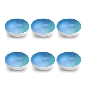 tarhong abode homewares oceanic ombre bowl, blue ombre, 7-inch, 34-oz., pure melamine, indoor/outdoor, set of 6