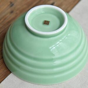 Salad Bowl 28 Ounce Chinese Rice Bowls Celadon Dinnerware Porcelain Cereal Bowls Microwave and Dishwasher Safe (6.5 Inch, Green)