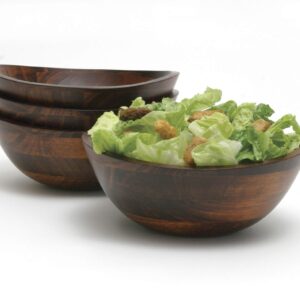 Lipper International Walnut S/4 Small Wavy Rim Bowls