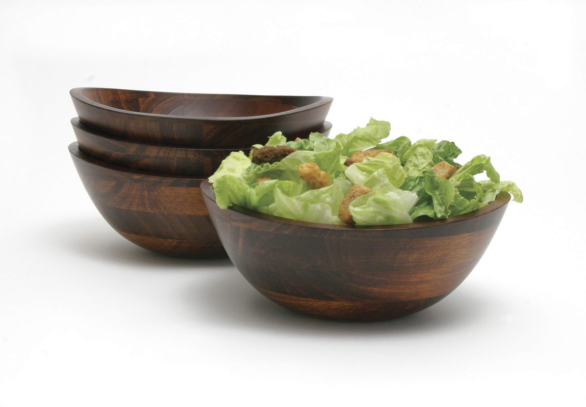 Lipper International Walnut S/4 Small Wavy Rim Bowls