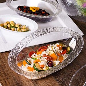 Lillian Collection Pebbled Clear Premium Plastic Oval Dessert Bowls - 7 oz. (10 Pack) - Perfect for Parties, Weddings & Events