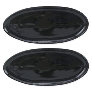 roro Handmade Ceramic Stoneware 11-Inch Glossy Black Oval Plate - for Serving Salads, Charcuterie, Bruschetta, Appetizers & Gourmet Dishes