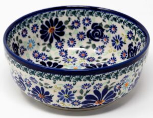 polish pottery bowl 6 inch from zaklady ceramiczne boleslawiec #833/1-du126 pattern, height: 2.5" diameter: 6"