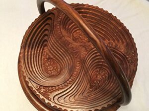 unique thanksgiving day gift wooden collapsible fruit basket his/her gift love elegant foldable fruit basket leaf wooden hand crafted - diameter 12"