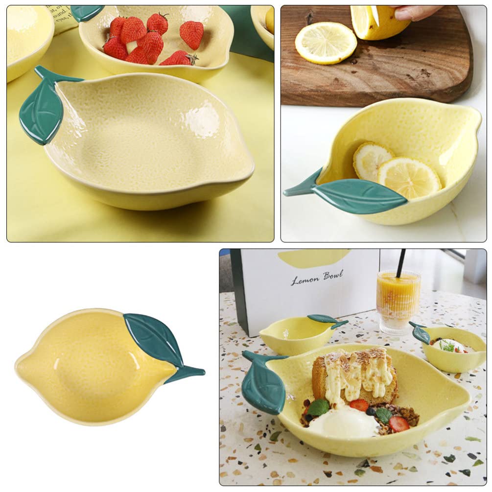 1pc Lemon Salad Bowl Porcelain Dinner Plate Lemon Bowl Dessert Plates Dessert Bowl Plate Rice Bowl Dessert Serving Platter Ceramic Fruit Bowl Spaghetti Baby Household Ceramics