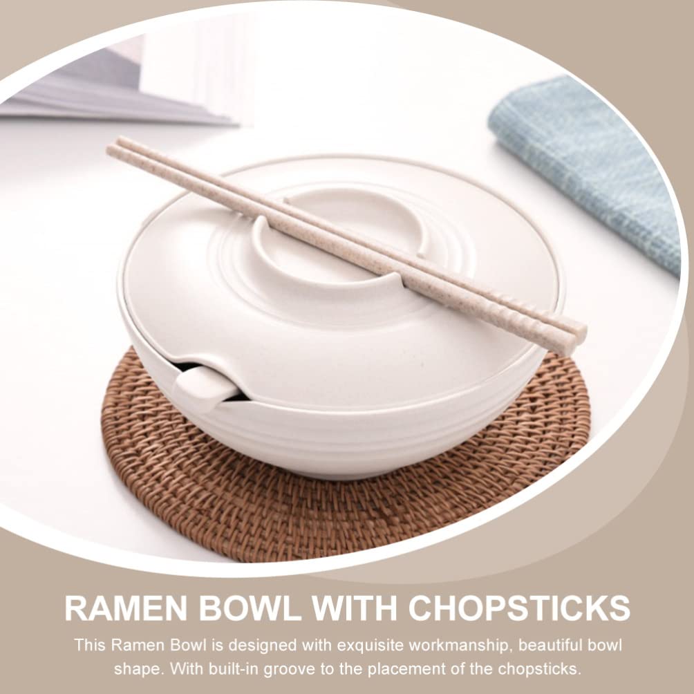 Hemoton 1 Set Ramen Bowl Japanese Noodle Bowl Instant Noddles Bowl with Chopstick and Spoon