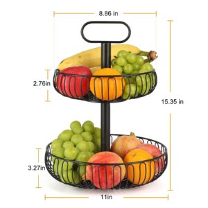 TARNABY Fruit Basket Bowl for Kitchen Counter Fruit Tray Rack Anti Rust can be used for Onion Potatoes Fruit and Vegetable Storage (Black)