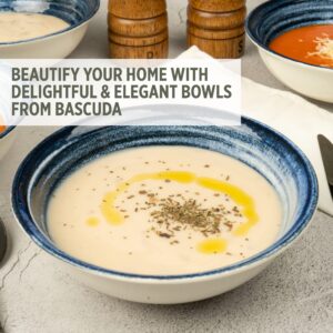 Bascuda® Porcelain Cereal Bowl | Porcelain Bowls Set of 4 | Soup| Cereal | Dessert | Rice | Salad |Side Dish | Snack | Nuts | Blue Bowls Microwave and Dishwasher Safe | 7 Inches (20.3 Oz)