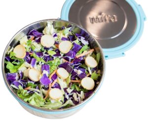 mira stainless steel salad bowl lunch container - 6 cup salad to go bowl, frost