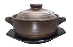 16.9ounce(500cc)korean traditional ceramic stone bowl with trivet for dolsot bibimbap stew soup