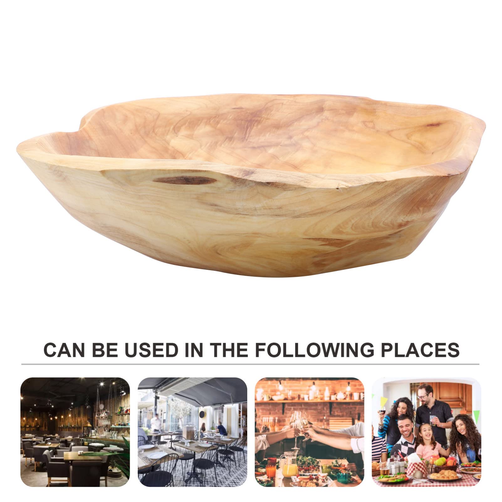 Happyyami Wooden Bowl Storage Root Wood: Crafts Bowl Fruit Salad Serving Bowls Random Shape