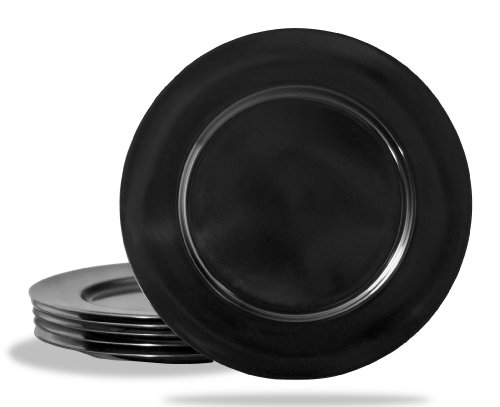 Calypso Basics by Reston Lloyd Melamine Salad Plate, Set of 6, Black