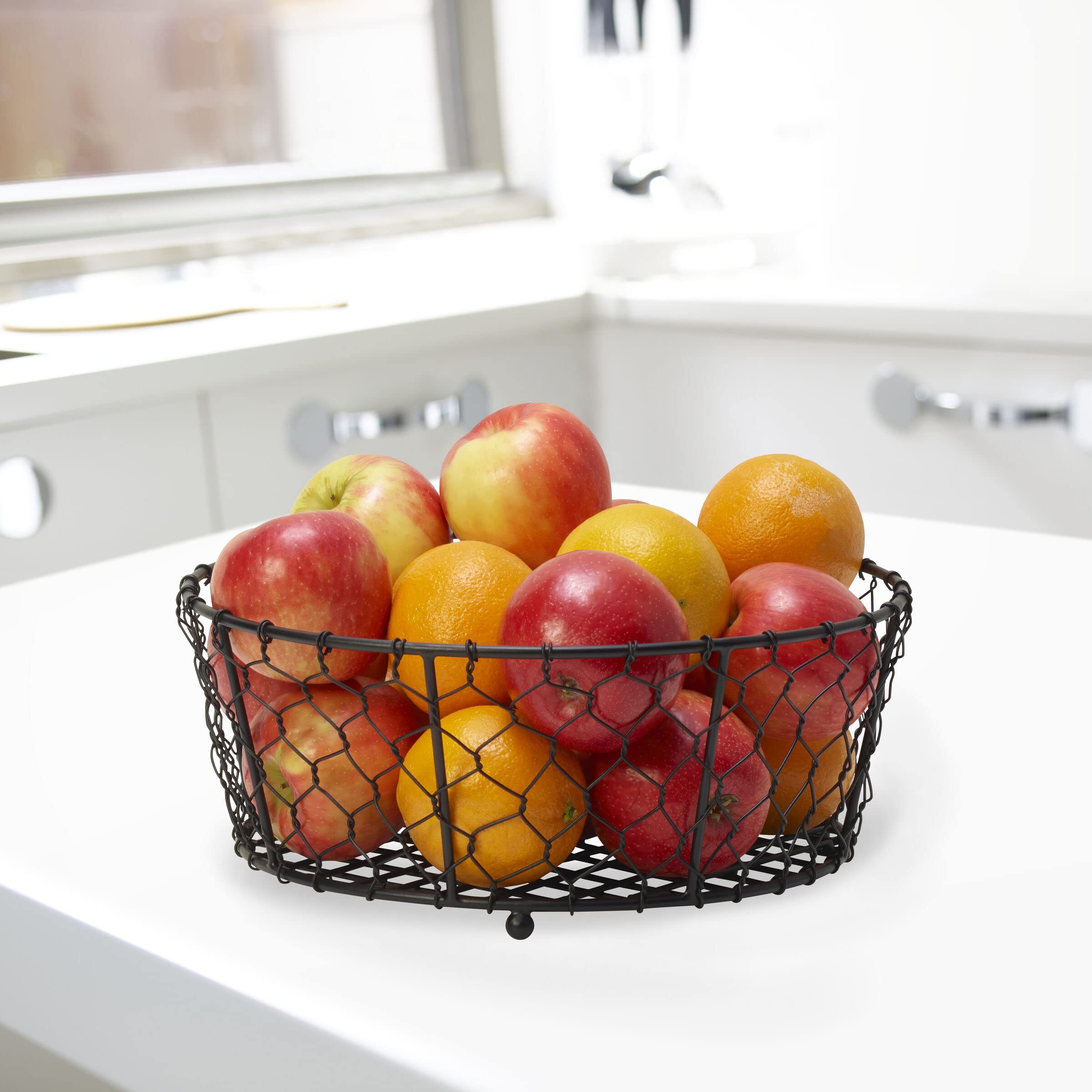 Gourmet Basics by Mikasa Farmer's Market Centerpiece Fruit Storage Basket, 10-Inch, Black