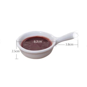 4pcs White Ceramic Sauce Dishes Mini Ramekins with Handle Grip Porcelain Dipping Bowls Soy Sauce Dishes Appetizer Spoons