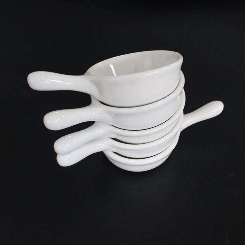 4pcs White Ceramic Sauce Dishes Mini Ramekins with Handle Grip Porcelain Dipping Bowls Soy Sauce Dishes Appetizer Spoons