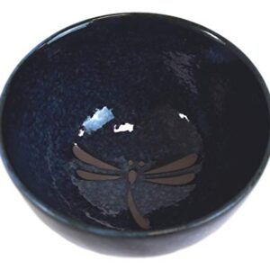 Ebros Pack Of 6 Made in Japan Midnight Blue Tombo Dragonfly Rice Soup Cereal Salad Dessert Stoneware Porcelain Bowls 4.5"D Home Decor Japanese Zen Fusion Accent Bowl Set Serveware Dinnerware