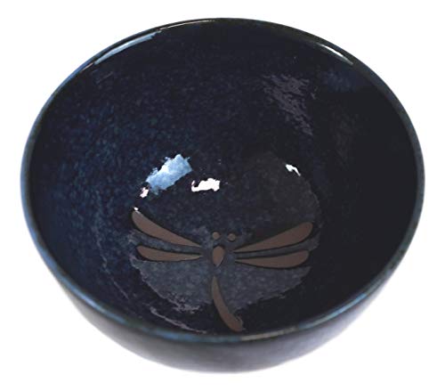 Ebros Pack Of 6 Made in Japan Midnight Blue Tombo Dragonfly Rice Soup Cereal Salad Dessert Stoneware Porcelain Bowls 4.5"D Home Decor Japanese Zen Fusion Accent Bowl Set Serveware Dinnerware