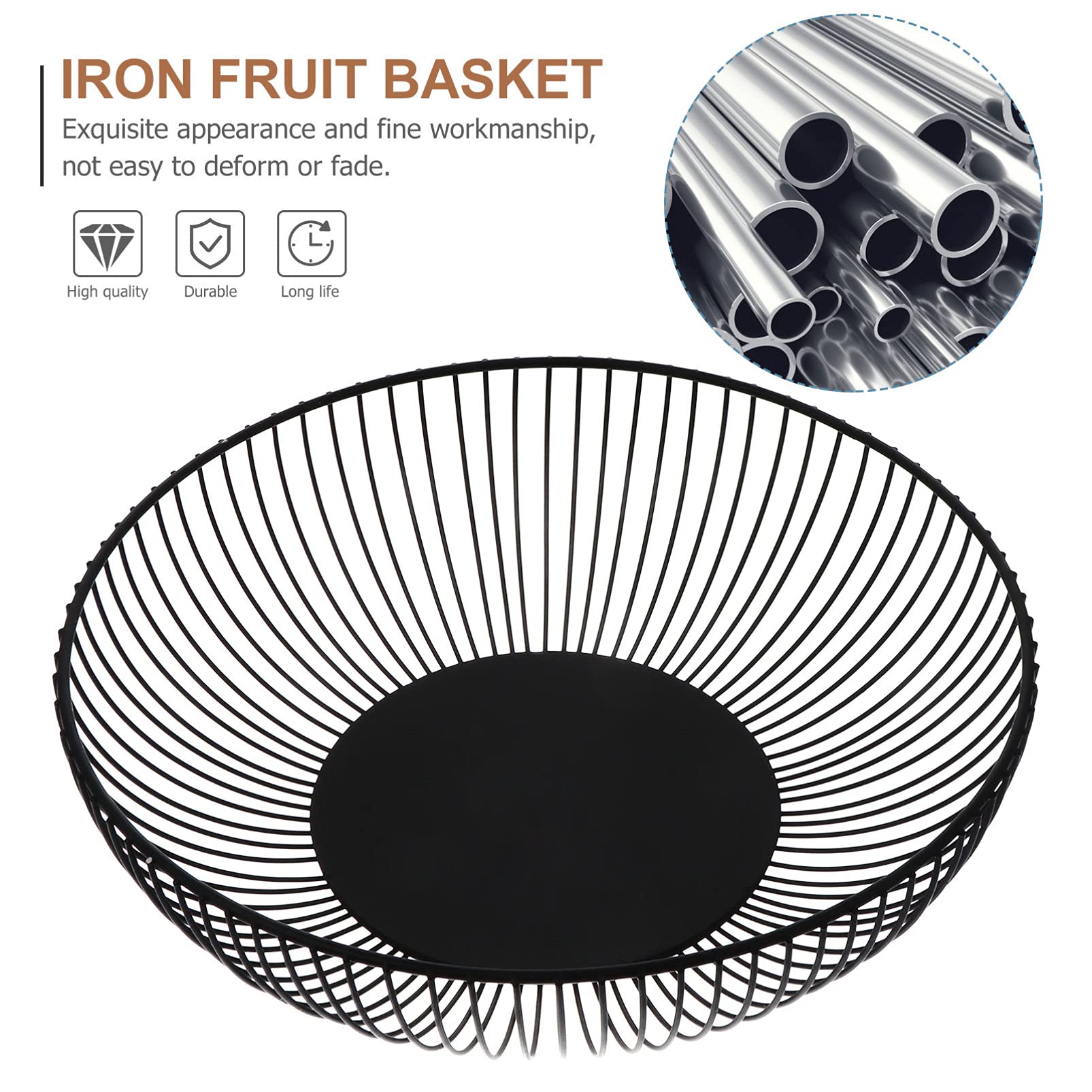 LIFKOME Metal Wire Countertop Fruit Bowl Basket Holder for Kitchen Modern Home Storage Decor Stand Metal Wire Fruit Basket Minimalist Housewares Metal Iron Fruit Storage Bowls Holder