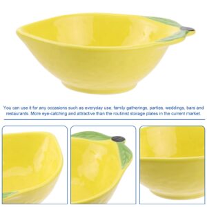 Angoily Lemon Bowl Ceramic Salad Bowls Porcelain Dessert Bowls Pasta Bowls Fruit Yogurt Dish Sauce Seasoning Dishes Prep Bowl Appetizers Serving Plate