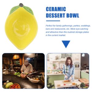 Angoily Lemon Bowl Ceramic Salad Bowls Porcelain Dessert Bowls Pasta Bowls Fruit Yogurt Dish Sauce Seasoning Dishes Prep Bowl Appetizers Serving Plate